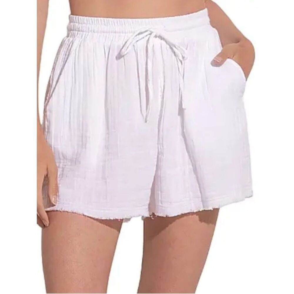 Elan Drawstring Swim Cover-Up
Shorts., White, Size Xl, NWOT